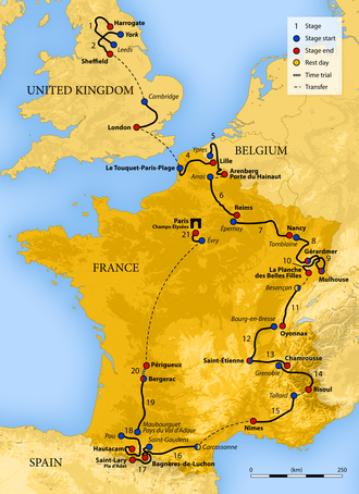 2014 Tour de France map