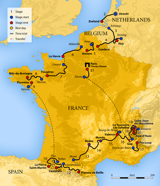 2015 Tour de France map