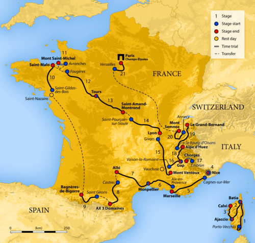 2013 Tour de France map