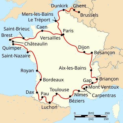 1958 Tour de France map